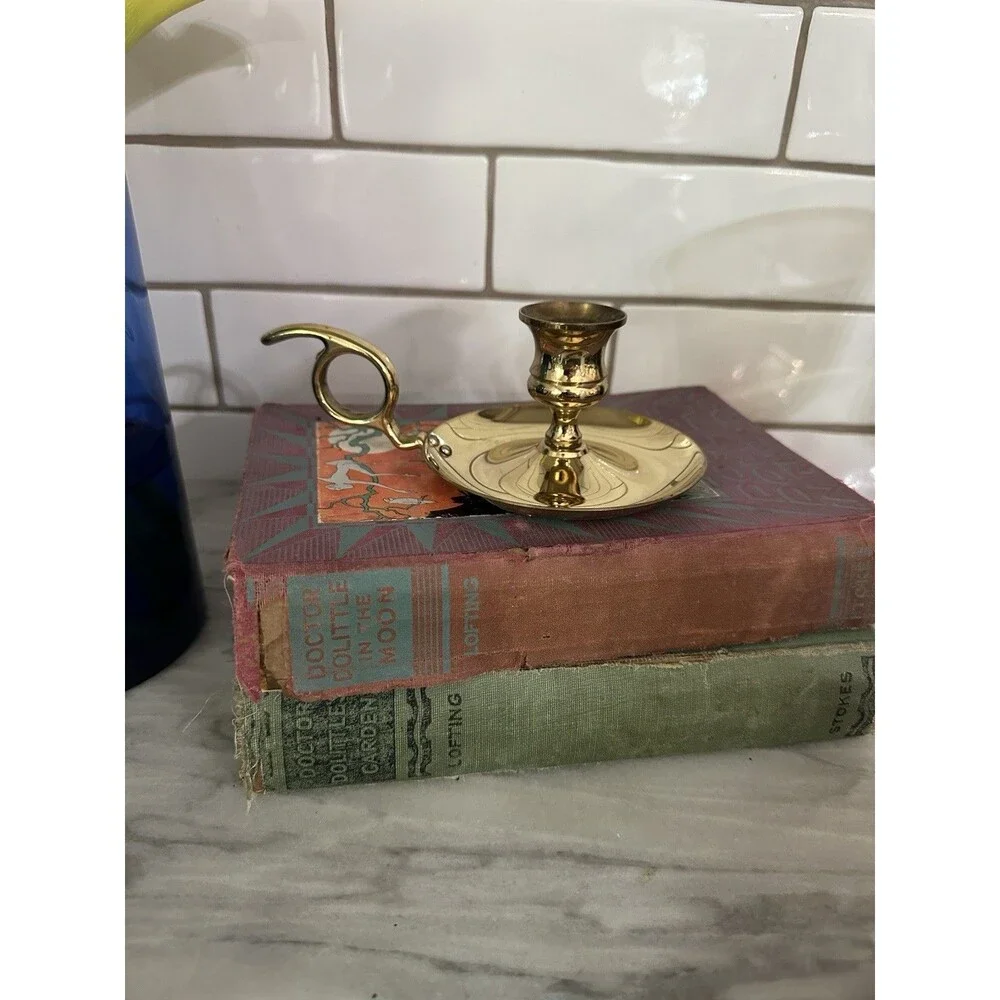 Vintage Solid Brass Chamberstick Candlestick Holder Traditional Home Cottage
